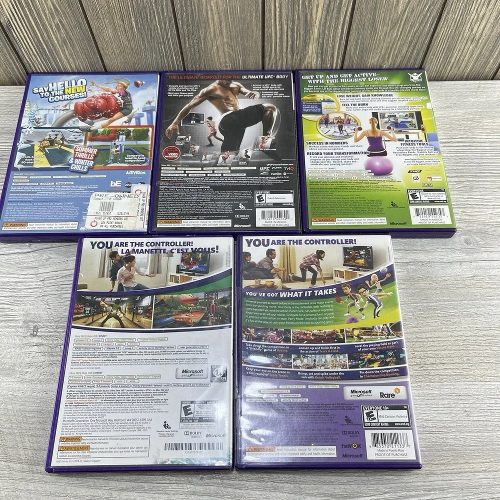 Xbox 360 Kinect Bundle Lot Of 5 Video Games Tested Working